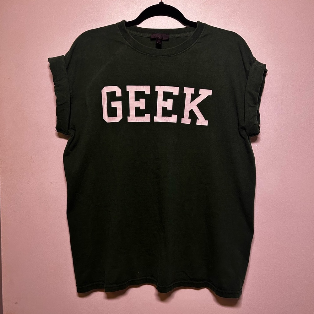 TOPSHOP / GEEK Graphic Tee / Tumblr Era / Green T-Shirt